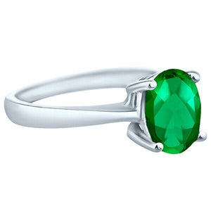 9x7 oval cr emerald solitaire 925 sterling silver ring