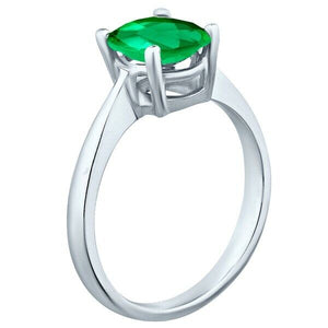 9x7 oval cr emerald solitaire 925 sterling silver ring