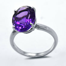 Load image into Gallery viewer, 5.35 Natural oval cut purple amethyst silver ring , February birthstone jewelry