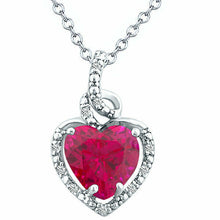 Load image into Gallery viewer, 2.15ct Pink Topaz Heart Shape Gemstone and Diamond Pendant in 14K White Gold