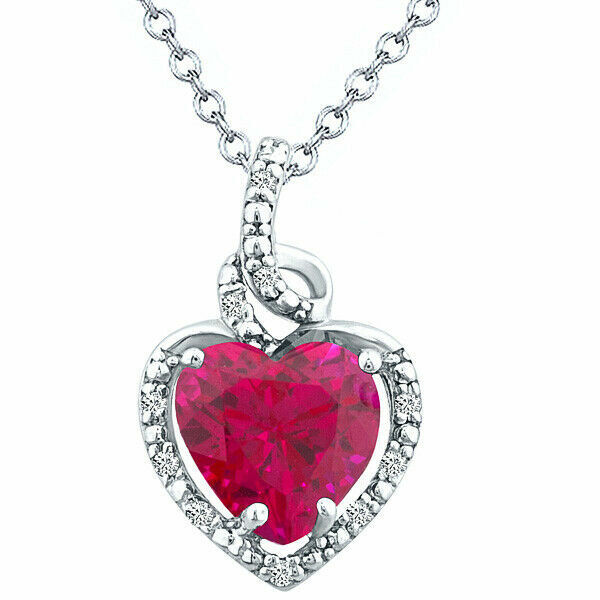 2.15ct Pink Topaz Heart Shape Gemstone and Diamond Pendant in 14K White Gold