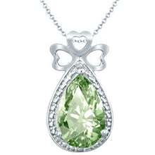 Load image into Gallery viewer, 3.00Ct green amethyst and diamond moms pendant 925 sterling silver,18 inch cha