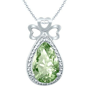 3.00Ct green amethyst and diamond moms pendant 925 sterling silver,18 inch cha