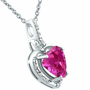 2.15ct Pink Topaz Heart Shape Gemstone and Diamond Pendant in 14K White Gold