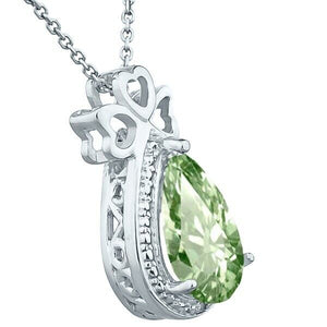 3.00Ct green amethyst and diamond moms pendant 925 sterling silver,18 inch cha