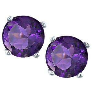 1.49 Carat Round Cut Amethyst Gemstone Earrings in 925 Sterling Silver