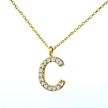 Load image into Gallery viewer, Minimalist C Letter alphabet name initial pendant diamond necklace 14k Y_gold