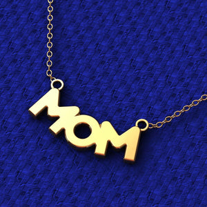 Tiny mom letter pendant Necklace in 14k Yellow gold perfect for mothers day gift