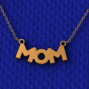 Tiny mom letter pendant Necklace in 14k Yellow gold perfect for mothers day gift