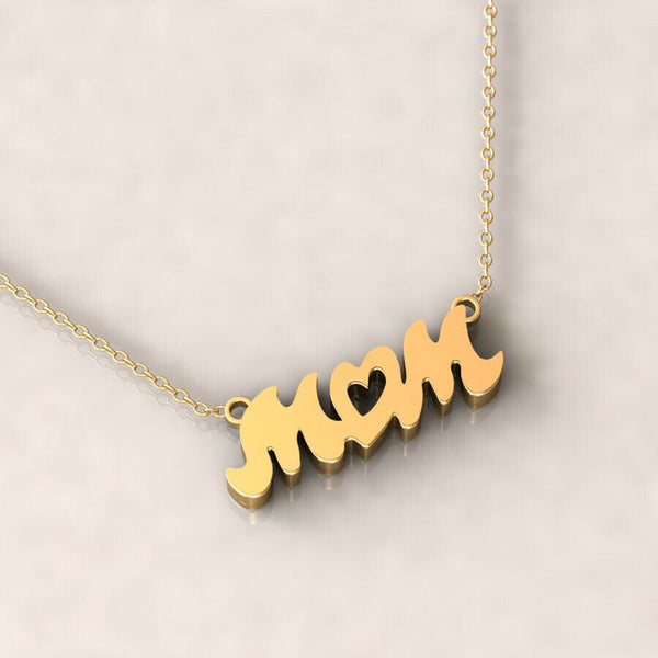 Tiny mom letter pendant Necklace in 14k Yellow gold perfect for mothers day gift