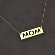 Load image into Gallery viewer, Minimalist Mom Pendant Engraved Necklace in 14k Yellow gold for mothers day gift