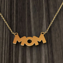 Load image into Gallery viewer, Tiny mom letter pendant Necklace in 14k Yellow gold perfect for mothers day gift