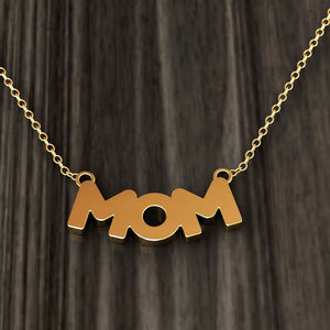 Tiny mom letter pendant Necklace in 14k Yellow gold perfect for mothers day gift