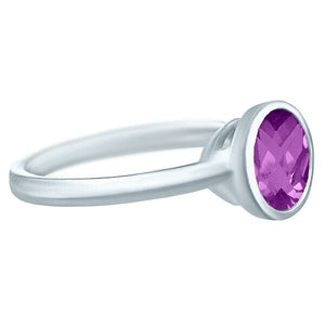 6mm round genuine amethyst 925 sterling silver solitaire ring