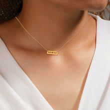 Load image into Gallery viewer, Minimalist Mom Pendant Engraved Necklace in 14k Yellow gold for mothers day gift