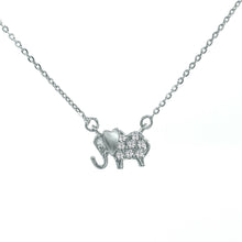 Load image into Gallery viewer, Minimalist diamond elephant pendant 18k white gold and 18-inch adjustable chain.