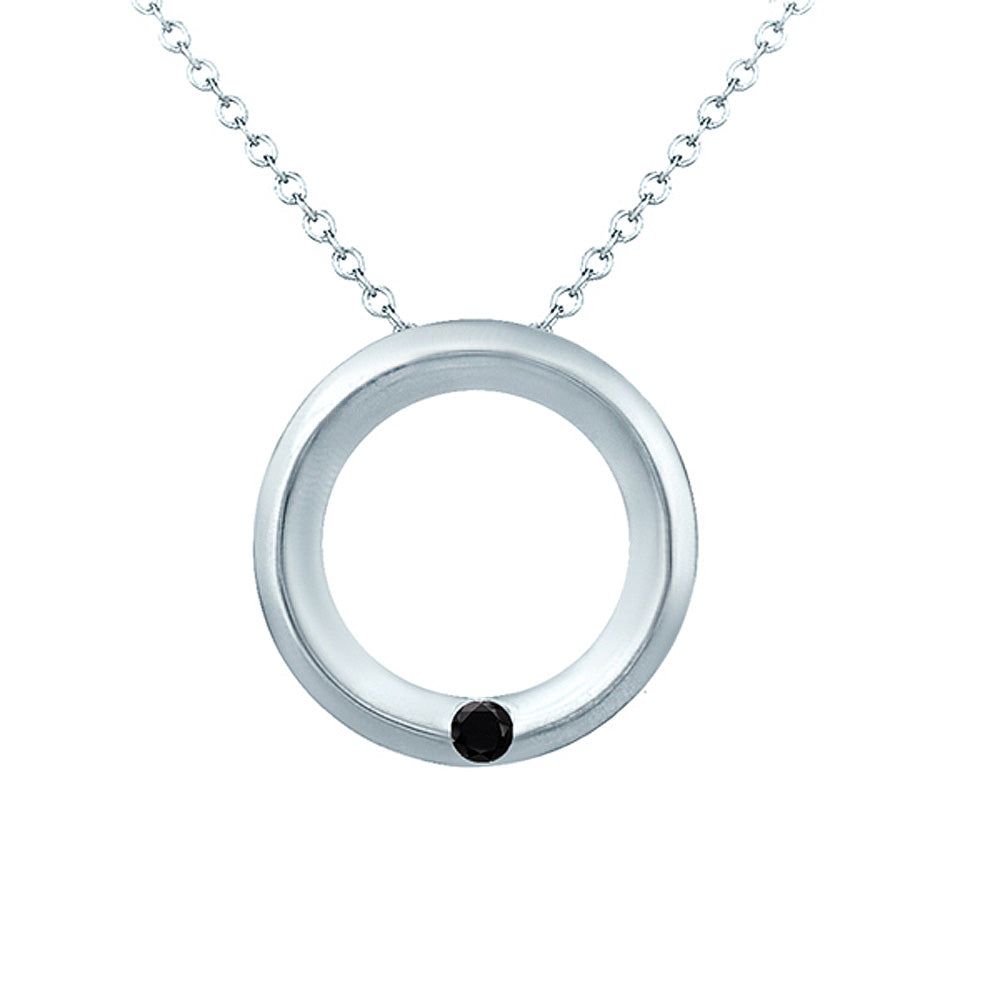 Circle of Love Black Diamond Pendant in 925 Sterling Silver