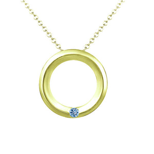 Circle of Love Blue Diamond Pendant in 14K Yellow Gold