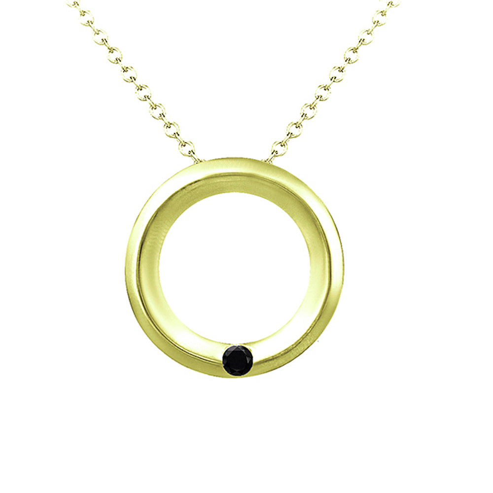 Circle of Love Black Diamond Pendant in 14K Yellow Gold