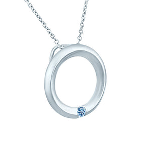 Circle of Love Blue Diamond Pendant in 925 Sterling Silver