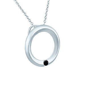 Circle of Love Black Diamond Pendant in 925 Sterling Silver