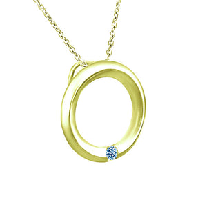 Circle of Love Blue Diamond Pendant in 14K Yellow Gold