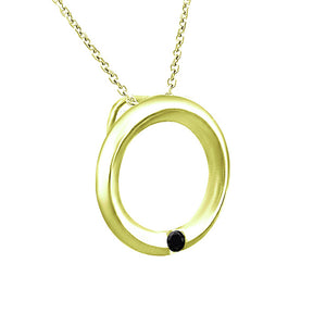 Circle of Love Black Diamond Pendant in 14K Yellow Gold