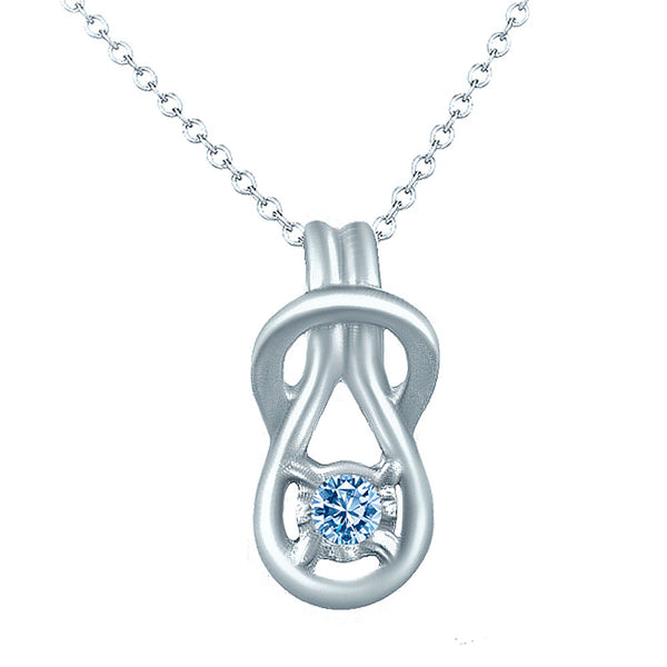 Blue Diamond Minimalist Tiny Loop Design Pendants in14K White Gold