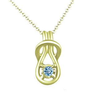 Blue Diamond Minimalist Tiny Loop Design Pendants in 14K Yellow Gold