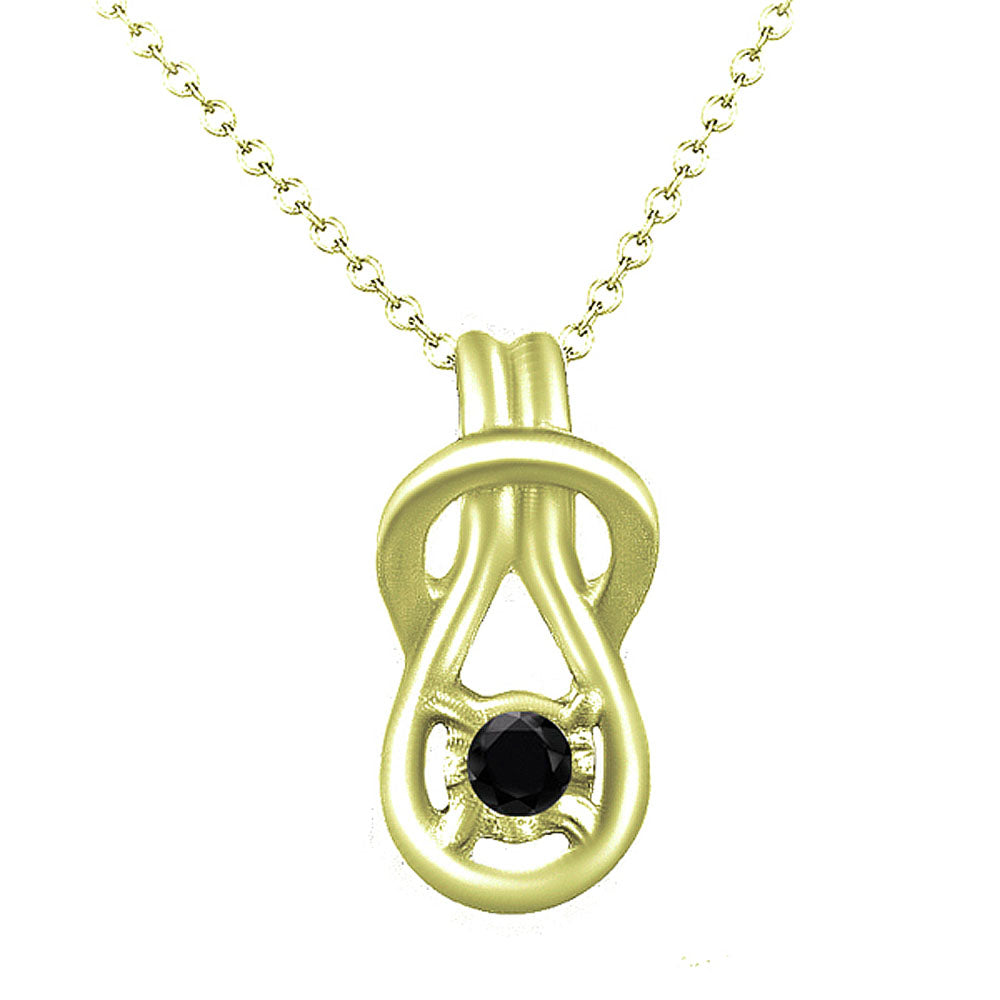 Black Diamond Minimalist Tiny Loop Design Pendants in 14K Yellow Gold