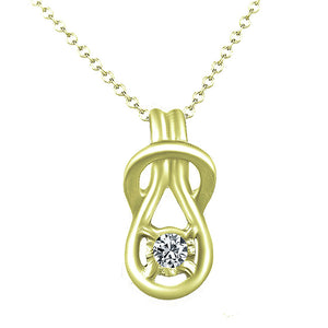 Diamond Minimalist Tiny Loop Design Pendants in 14K Yellow Gold