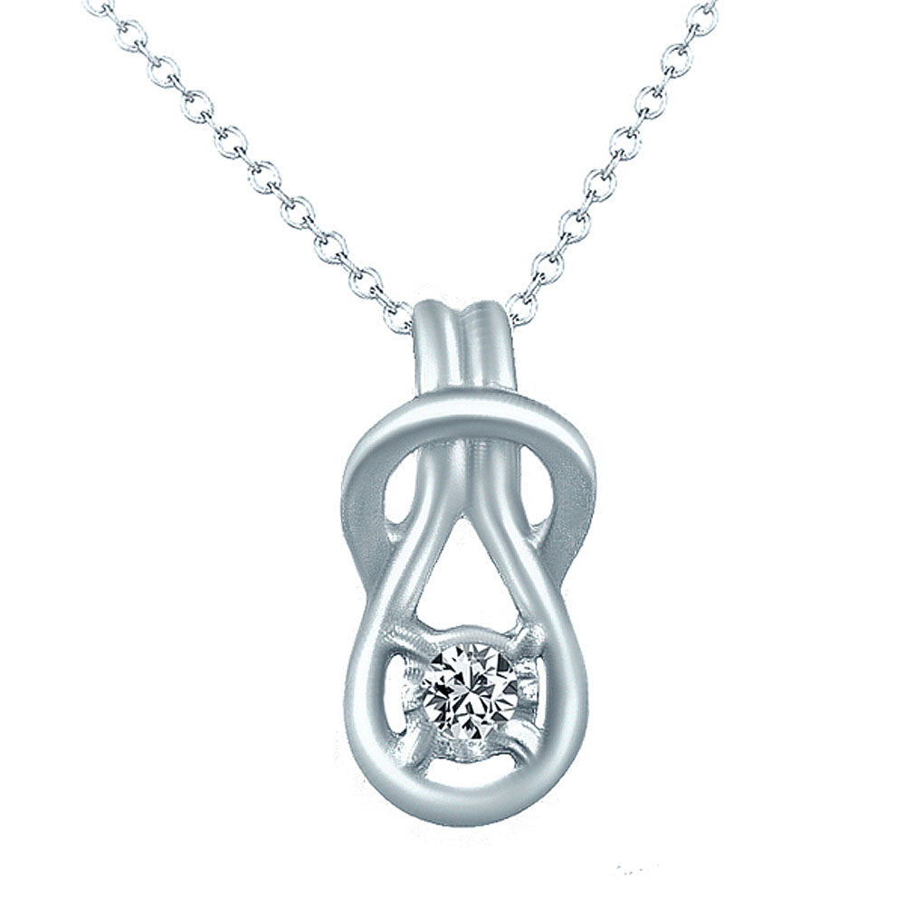 Diamond Minimalist Tiny Loop Design Pendants in 14K White Gold