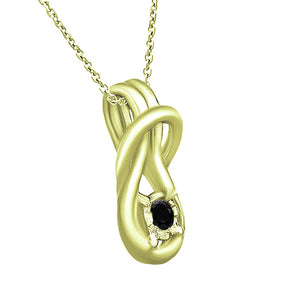 Black Diamond Minimalist Tiny Loop Design Pendants in 14K Yellow Gold