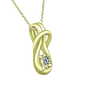 Diamond Minimalist Tiny Loop Design Pendants in 14K Yellow Gold