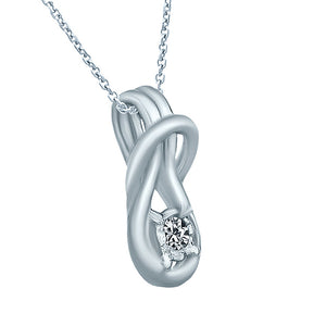 Diamond Minimalist Tiny Loop Design Pendants in 14K White Gold