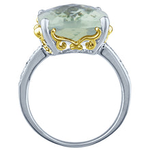 Load image into Gallery viewer, 10.00 Carat Cushion Cut Green Amethyst Gemstone Rings in 14K White Gold