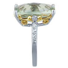 Load image into Gallery viewer, 10.00 Carat Cushion Cut Green Amethyst Gemstone Rings in 14K White Gold