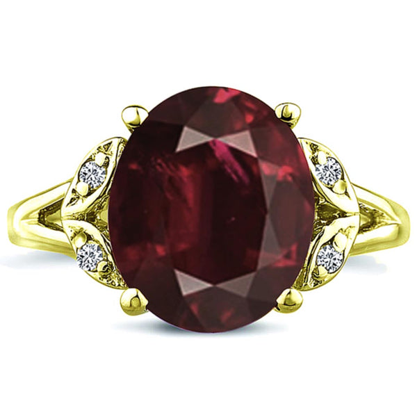 Oval cut garnet big gemstone engagement wedding ring in 14k yellow gold