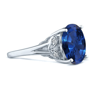 Oval Cut Cr-Sapphire Big Gemstone Engagement Wedding Ring In 14K White Gold