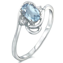 Load image into Gallery viewer, Diamond and Aquamarine  Ring for Young Ladies in 14K White Gold