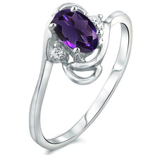 Load image into Gallery viewer, Diamond and Amethyst Ring for Young Ladies in 14K White Gold