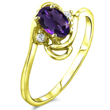 Load image into Gallery viewer, Diamond and Amethyst Ring for Young Ladies in 14K Yellow Gold