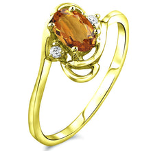 Load image into Gallery viewer, Diamond and Citrine Ring for Young Ladies in 14K Yellow Gold