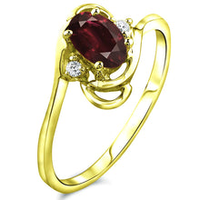 Load image into Gallery viewer, Diamond and Garnet Ring for Young Ladies in 14K Yellow Gold