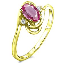 Load image into Gallery viewer, Diamond and Pink Topaz Ring for Young Ladies in 14K Yellow Gold