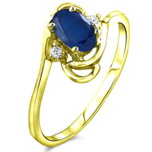 Load image into Gallery viewer, Diamond and Sapphire Ring for Young Ladies in 14K Yellow Gold