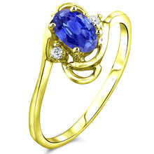 Load image into Gallery viewer, Diamond and Tanzanite Ring for Young Ladies in 14K Yellow Gold