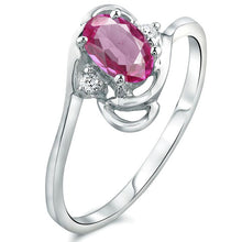 Load image into Gallery viewer, Diamond and Pink Topaz Ring for Young Ladies in 14K White Gold