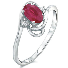 Load image into Gallery viewer, Diamond and Ruby Gemstone Ring for Young Ladies in 14K White Gold