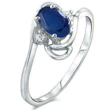 Load image into Gallery viewer, Diamond and Sapphire Ring for Young Ladies in 14K White Gold